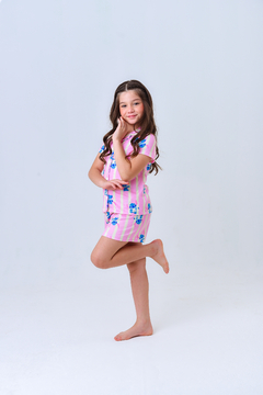 Pijama infantil americano Lilo e Stitch rosa na internet