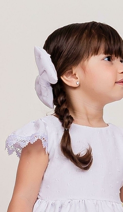 Imagem do Vestido branco infantil + laço de cabelo Ano novo batizado pipo