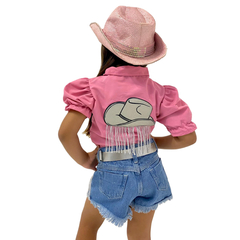 Conjunto Boiadeira Ana Castela blusa + shorts + cinto na internet