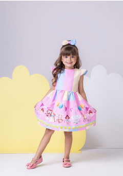 Vestido + Laço de cabelo Circo rosa