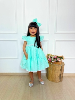 Vestido infantil Laise verde - comprar online