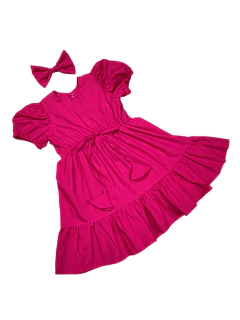 Vestido verão em tricoline premium amarelo / rosa - loja online