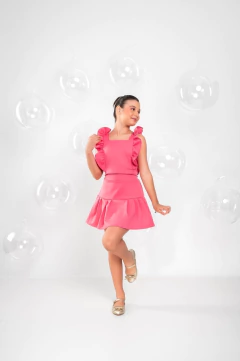 Imagem do Conjunto infantil juvenil shorts saia rosa