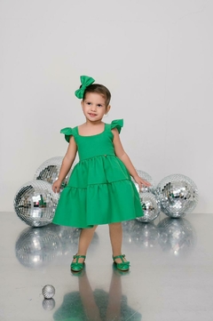 Imagem do Vestido + laço de cabelo Verde Natal