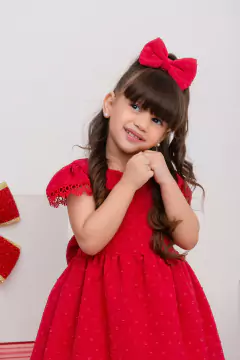 Vestido + laço de cabelo vermelho natal - comprar online