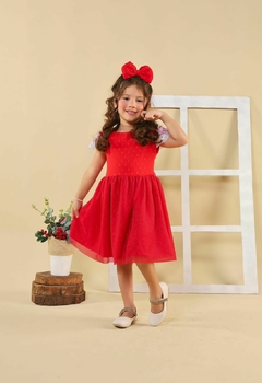 Vestido luxo + laço de cabelo natal vermelho - comprar online