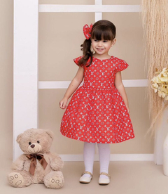 Vestido luxo + laço de cabelo vermelho natal - comprar online
