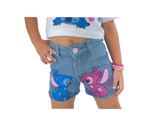 Shorts jeans infantil e juvenil Lilo e Stitch - comprar online