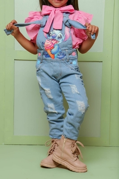 Imagem do Jardineira Jeans calça Lilo e Stitch