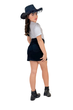 Conjunto infantil juvenil Boiadeira Ana Castela blusa + saia jeans na internet