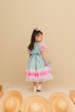Vestido infantil festa junina luxo manguinha princesa