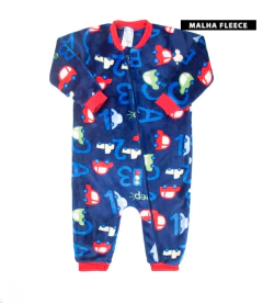 Macacão Fleece Bebê Carrinhos