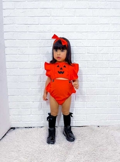Romper + Laço Abóbora Halloween - Flor e Liz Boutique