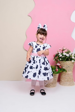 Vestido + Laço Fazendinha Rosa