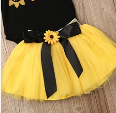 Conjunto Body + Saia Tule + Laço Girassol - comprar online