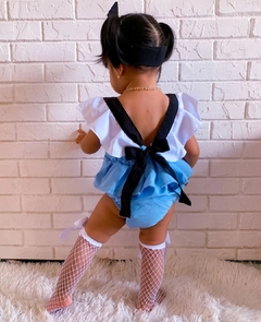 Romper + Laço Alice no País das Maravilhas - Flor e Liz Boutique
