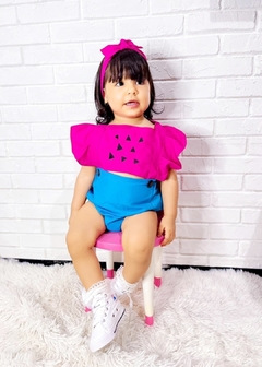Romper + laço Pedrita rosa - comprar online