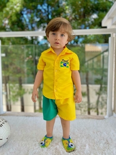 Conjunto Brasil Copa do mundo Menino na internet