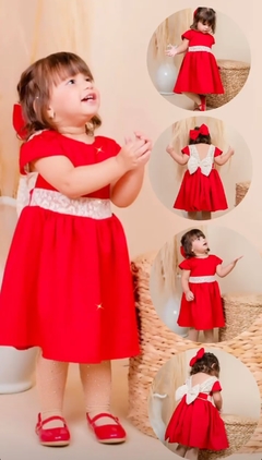Vestido + Laço Alfaiataria Luxo vermelho Natal na internet