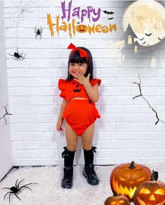 Romper + Laço Abóbora Halloween na internet