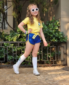 Conjunto Brasil copa do mundo Luxo Camisa + short + cinto