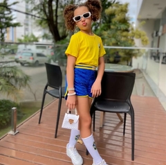 Conjunto Brasil copa do mundo Luxo Camisa + short + cinto - Flor e Liz Boutique