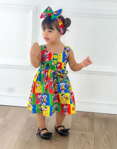 Imagem do Vestido + Laço Turma da Mônica