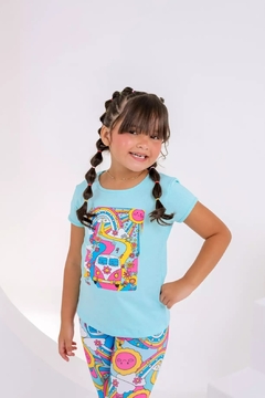 Conjunto infantil blusa + legging colorida na internet