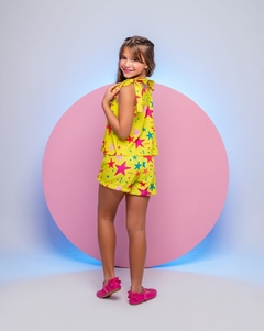 Conjunto short saia infantil juvenil estrela na internet