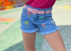 Short jeans infantil + cinto - comprar online