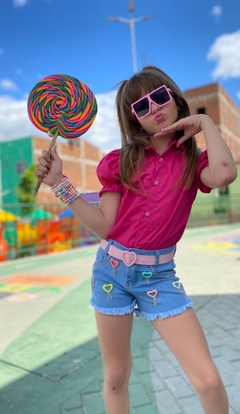 Short jeans infantil + cinto