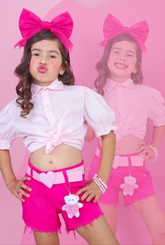 Short jeans infantil + cinto + chaveiro na internet