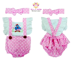 Romper + turbante Galinha pintadinha Rosa - Flor e Liz Boutique