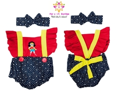 Romper + turbante Mulher Maravilha - Flor e Liz Boutique
