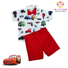 Conjunto Camisa + Gravata + bermuda Carros