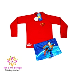Conjunto camisa UV + sunga SuperMan