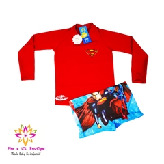 Conjunto camisa UV + sunga SuperMan na internet
