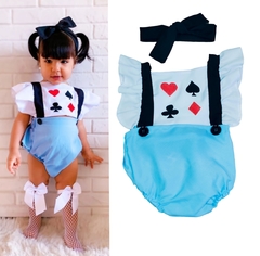 Romper + Laço Alice no País das Maravilhas