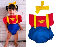 Romper + Laço Mulher Maravilha
