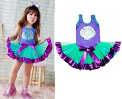 Fantasia Sereia Ariel com saia tule + Body
