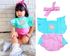 Romper + laço Sereia Rosa