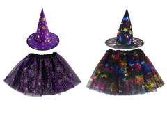 Fantasia Halloween Bruxinha saia tule + chapéu