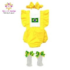 Romper + laço Brasil copa do mundo menina na internet