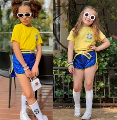 Conjunto Brasil copa do mundo Luxo Camisa + short + cinto