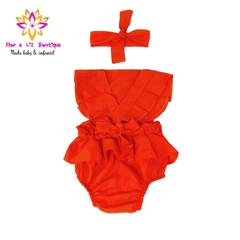 Romper + Laço Abóbora Halloween