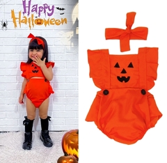 Romper + Laço Abóbora Halloween