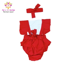 Romper + Laço Natal fantasia mamãe Noel