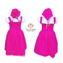 Conjunto jardineira + blusa + lenço + meia Fantasia Masha e o urso - Flor e Liz Boutique