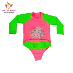 Conjunto camisa UV + calcinha neon