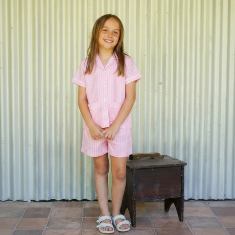 Pijama Isabel rayado rosa - comprar online